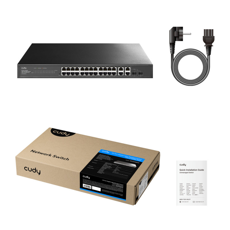 Cudy GS1028ES2 26-portový Gigabit Ethernet switch s 2 Combo SFP