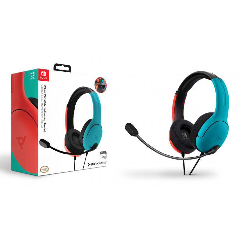 PDP Gaming LVL40 káblový stereo herný headset pre Nintendo Switch, modrá/červená