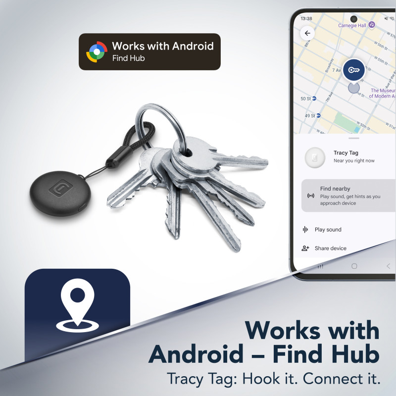 Cellularline Tracy Tag Bluetooth tracker pre Android, biely 61290