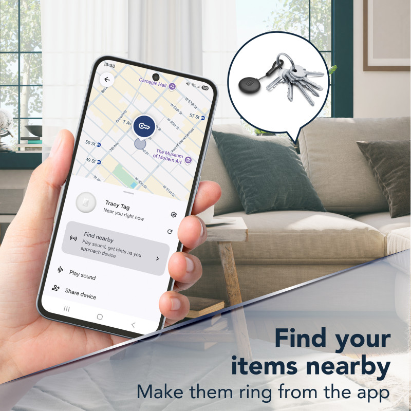 Cellularline Tracy Tag Bluetooth tracker pre Android, biely 61290