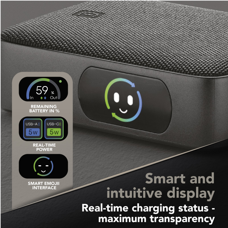 Cellularline Powerview IQ powerbanka 10000 mAh, 45 W, USB-C / USB-A, IQ displej 61435