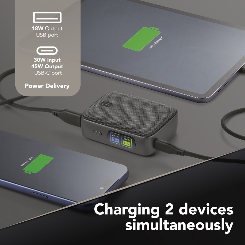 Cellularline Powerview IQ powerbanka 10000 mAh, 45 W, USB-C / USB-A, IQ displej 61435