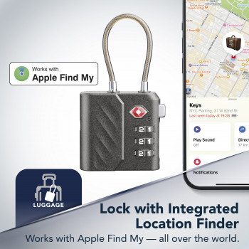 Cellularline TRACY LOCK smart visiaci zámok s Bluetooth trackerom cez Apple Find My, čierny 61302
