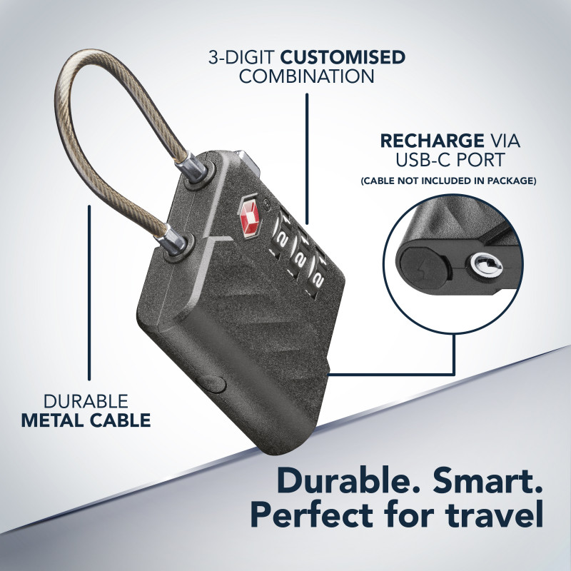 Cellularline TRACY LOCK smart visiaci zámok s Bluetooth trackerom cez Apple Find My, čierny 61302