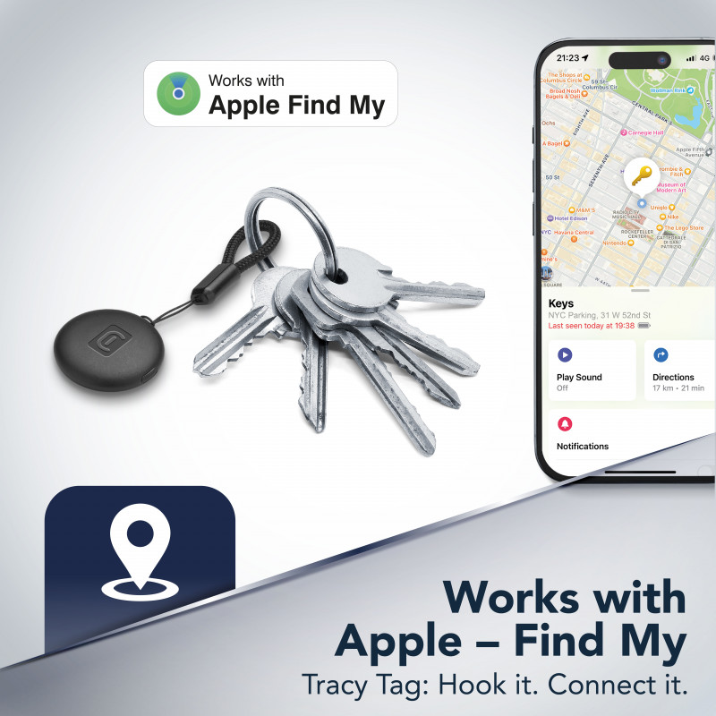 Cellularline TRACY TAG Bluetooth tracker pre Apple Find My, čierny 60994