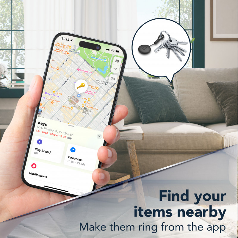 Cellularline TRACY TAG Bluetooth tracker pre Apple Find My, čierny 60994