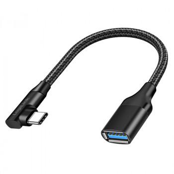 LogiLink CU0100 USB-C na USB-A adaptérový kábel, 0,2 m, 10 Gbps, 90° zahnutý, čierny