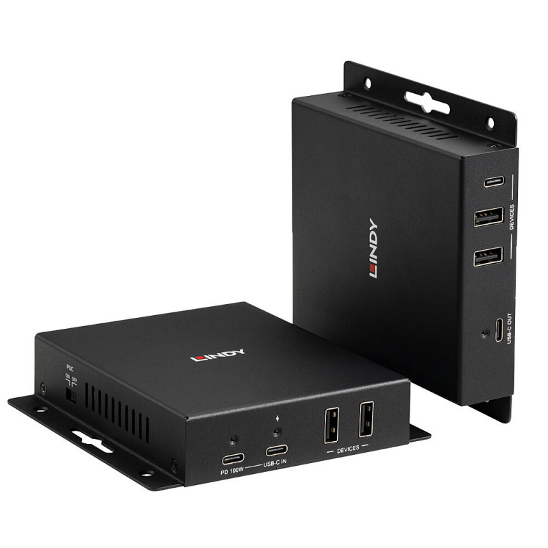 Lindy 100m Cat.6A Type-C 4K60 video a dátový HDBaseT 3.0 extender (39347)