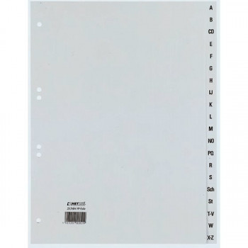 REXEL HETZEL A4 A-Z register, 20-tab, polypropylén, sivý, dierovanie 80-80-80 mm 25240481