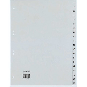 REXEL HETZEL A4 A-Z register, 20-tab, polypropylén, sivý, dierovanie 80-80-80 mm 25240481