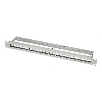 LogiLink 19 palcový Keystone patch panel, 24 portov, tienený, svetlosivý (RAL7035), 1U, pre až 24 Keystone modulov, 1 ks (NK4073)