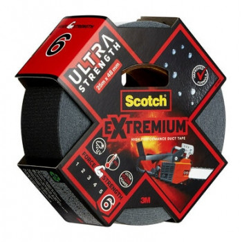 3M Extremium čierna tkaninová páska 48 mm x 25 m, 6 roliek – vodotesná UV odolná opravná páska 7100205699