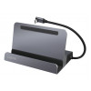 LogiLink UA0408 USB-C dokovacia stanica so stojanom na tablet, HDMI 4K@60Hz, 100W PD, Gigabit Ethernet, strieborná