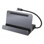 LogiLink UA0408 USB-C dokovacia stanica so stojanom na tablet, HDMI 4K@60Hz, 100W PD, Gigabit Ethernet, strieborná