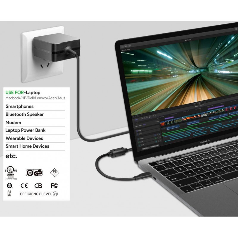 CoreParts MBXUSBC-AC0005 USB-C napájací zdroj 45W PD čierny