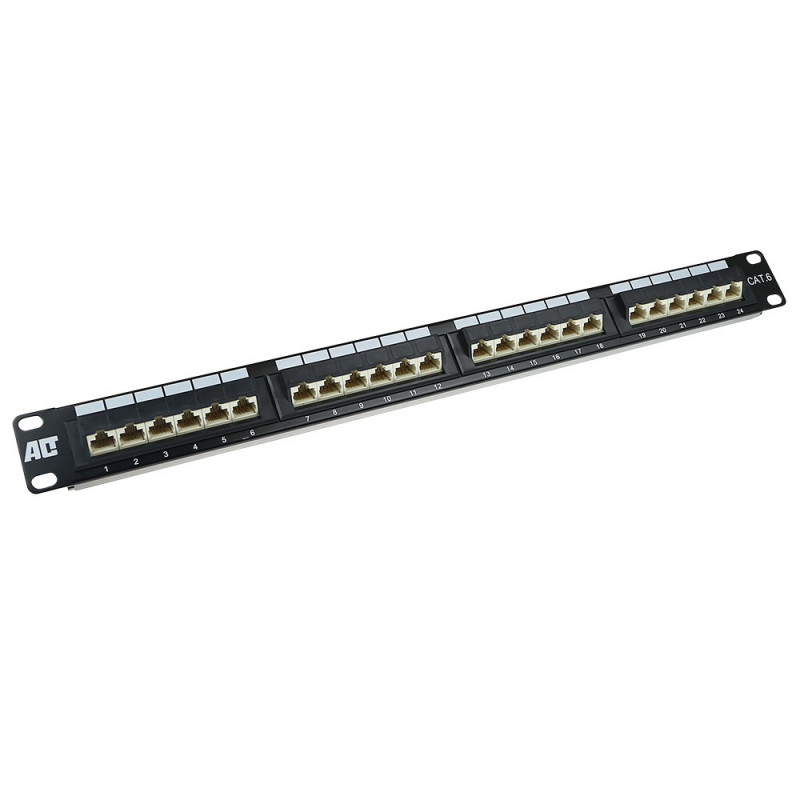 ACT 24-portový CAT6 UTP 45° zahnutý patch panel, 1U, čierny (PP1013)