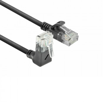 ACT DC4901 1 m CAT6A U/UTP LSZH Slimline patch kábel, čierny, RJ45 90° zahnutý na rovný