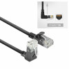 ACT DC4901 1 m CAT6A U/UTP LSZH Slimline patch kábel, čierny, RJ45 90° zahnutý na rovný