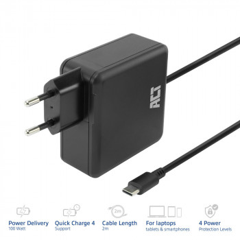 ACT USB-C napájací zdroj pre notebook 100W s Power Delivery profilmi, 2 m (AC2015)