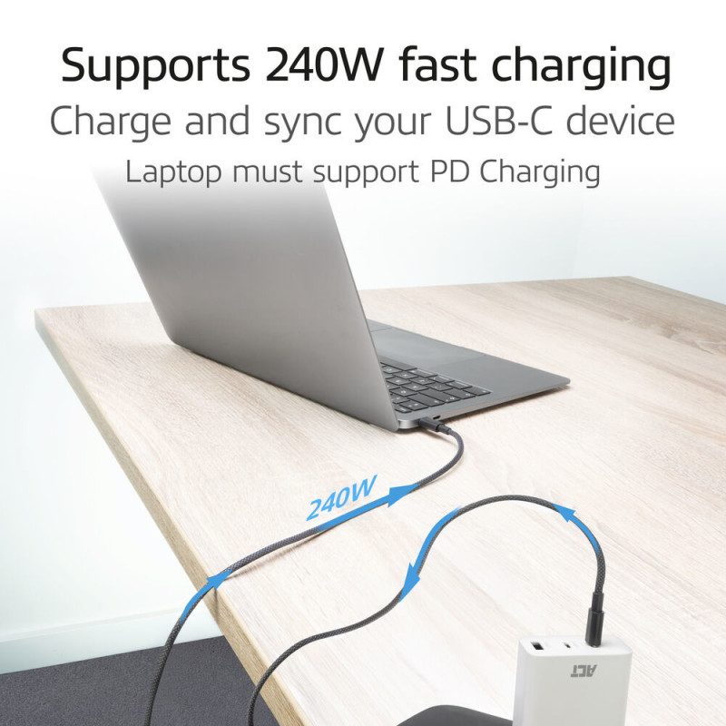 ACT USB 2.0 240W nabíjací/dátový kábel USB-C na USB-C, čierny, 1 m (AC3086)