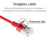 ACT červený 0,25 m LSZH S/FTP CAT6A Slimline patch kábel Snagless s RJ45 konektormi (DB7552)