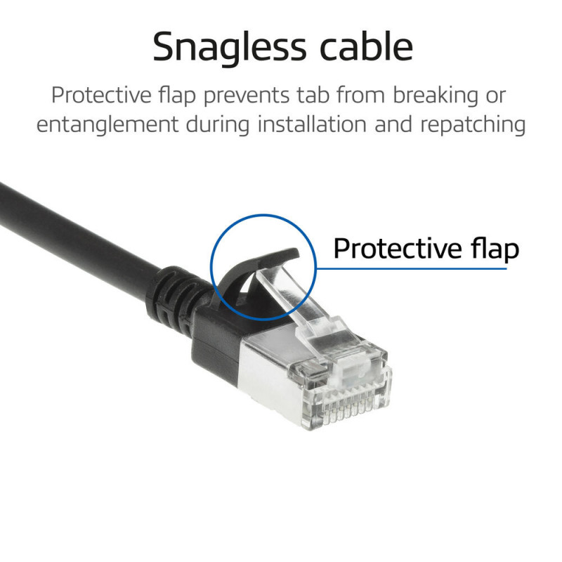 ACT čierny 3 m LSZH S/FTP CAT6A Slimline patch kábel Snagless s RJ45 konektormi (DB7903)