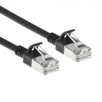 ACT čierny 10 metrov LSZH S/FTP CAT6A Slimline patch kábel snagless s RJ45 konektormi (DB7910)