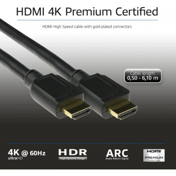 ACT AK3947 HDMI kábel 6,1 m 4K 60Hz HDR ARC 18 Gbps čierny