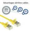 ACT Žltý 1m LSZH S/FTP CAT6A Slimline Patch kábel Snagless RJ45 (DB7801)