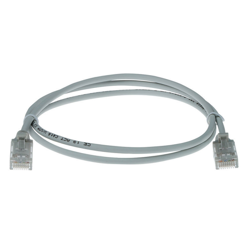ACT sivý 7 m LSZH U/UTP CAT6 slimline patch kábel do dátového centra snagless s RJ45 konektormi (DC9007)