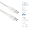 ACT USB 2.0 240W nabíjací/dátový kábel USB-C na USB-C, biely, 2 m (AC3085)