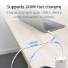 ACT USB 2.0 240W nabíjací/dátový kábel USB-C na USB-C, biely, 2 m (AC3085)