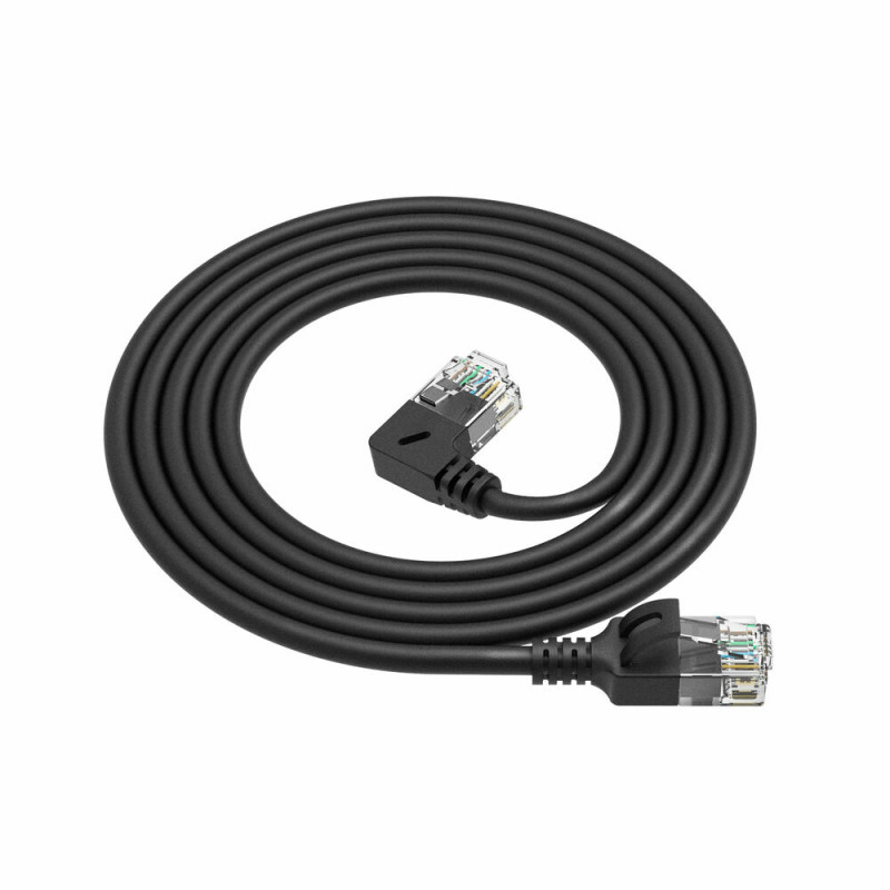 ACT DC1901 1 m CAT6A U/UTP LSZH Slimline patch kábel, RJ45 90° zahnutý vľavo na rovný, čierny