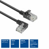 ACT DC1901 1 m CAT6A U/UTP LSZH Slimline patch kábel, RJ45 90° zahnutý vľavo na rovný, čierny