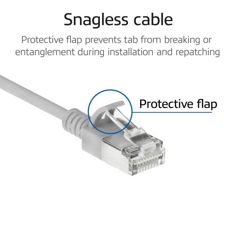 ACT sivý 0,15 m LSZH S/FTP CAT6A Slimline patch kábel Snagless s RJ45 konektormi (DB7030)