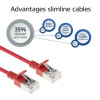 ACT červený 2 m LSZH S/FTP CAT6A Slimline patch kábel Snagless RJ45 (DB7502)
