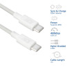 ACT USB 2.0 60W nabíjací/dátový kábel USB-C na USB-C, biely, 1 m (AC3080)