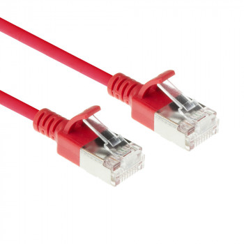 ACT červený 1,5 m LSZH S/FTP CAT6A slimline snagless patch kábel RJ45 (DB7551)