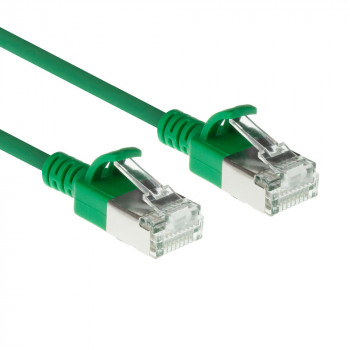 ACT zelený 3 m LSZH S/FTP CAT6A slimline snagless patch kábel s RJ45 konektormi (DB7703)