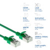 ACT zelený 3 m LSZH S/FTP CAT6A slimline snagless patch kábel s RJ45 konektormi (DB7703)