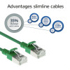 ACT zelený 3 m LSZH S/FTP CAT6A slimline snagless patch kábel s RJ45 konektormi (DB7703)