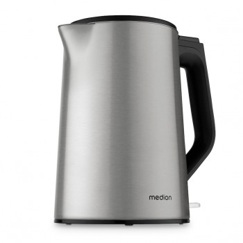 MEDION Life MD12105 dvojstenná rýchlovarná kanvica 1,5 L 2200 W strieborná s Strix regulátorom
