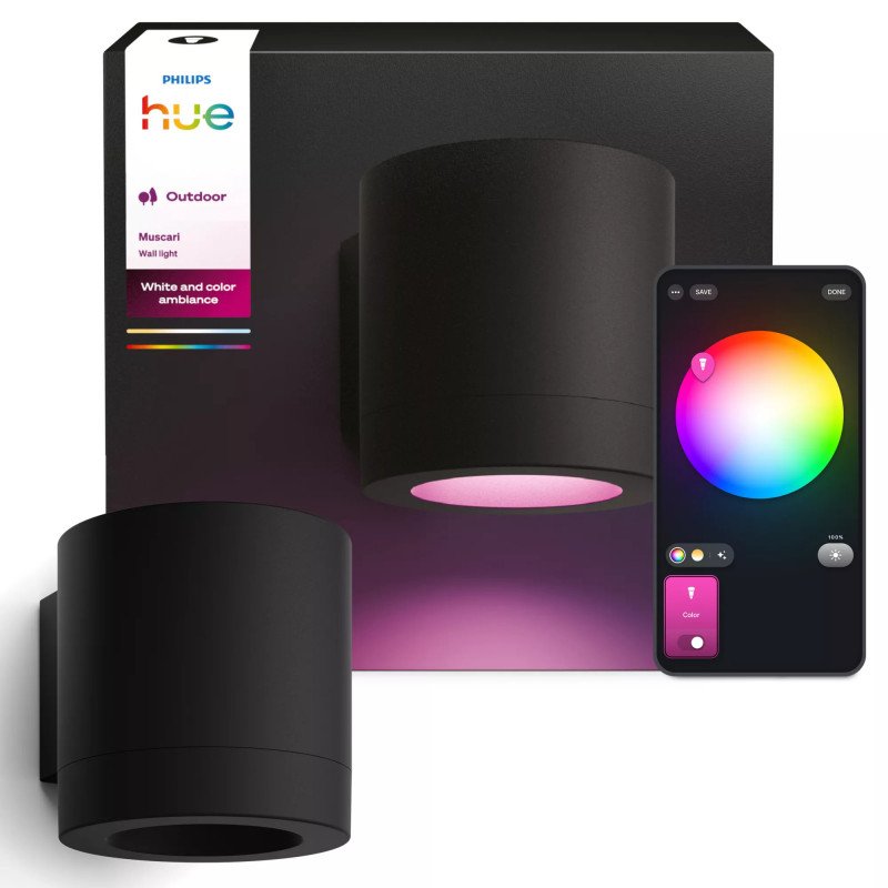Philips Hue WACA Muscari nástenné svietidlo okrúhle čierna