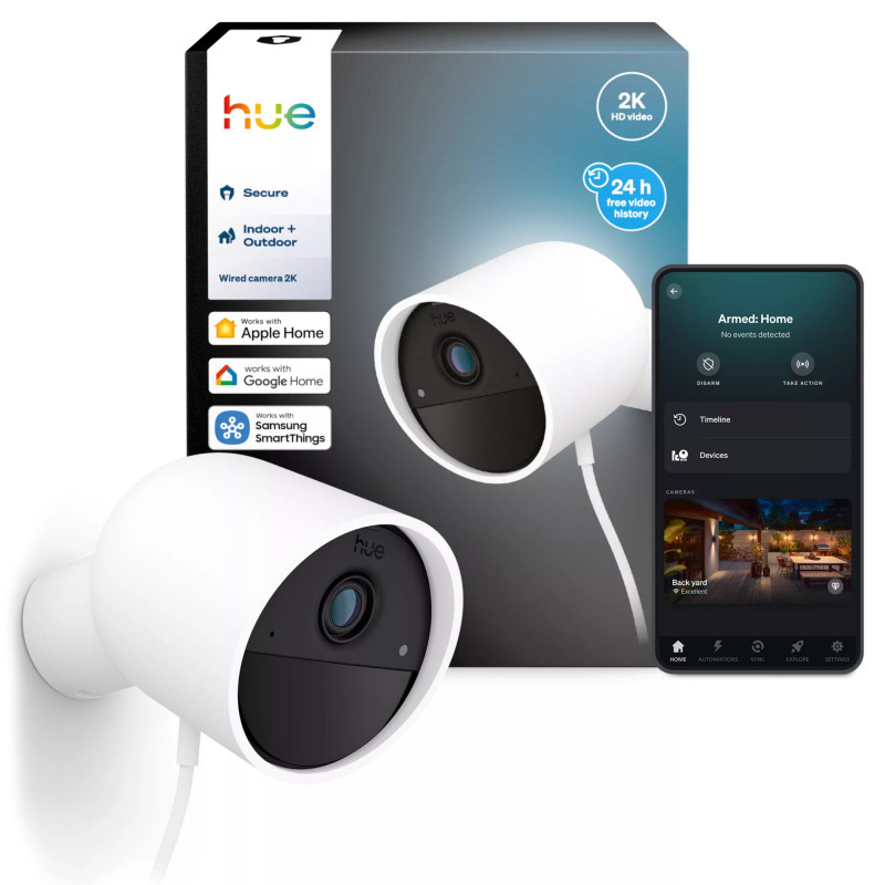 Philips Hue Secure káblová kamera 2K rozlíšenie videa biela