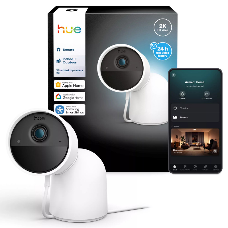 Philips Hue Secure káblová kamera so stojanom 2K rozlíšenie videa biela