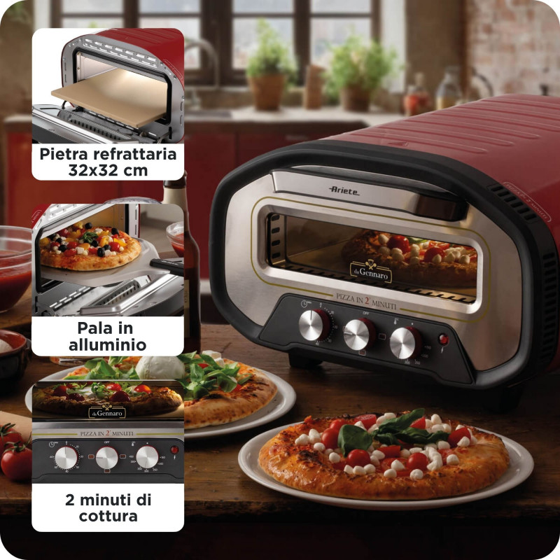 Ariete pizza pec DA GENNARO červená/nerez 2200W pre pizze do 30cm