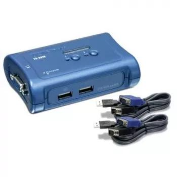 TRENDnet 2-portový USB KVM switch a sada káblov, rozlíšenie 2048 x 1536, monitorovanie zariadení, auto-scan, akustická odozva, USB 1.1, kompatibilný s