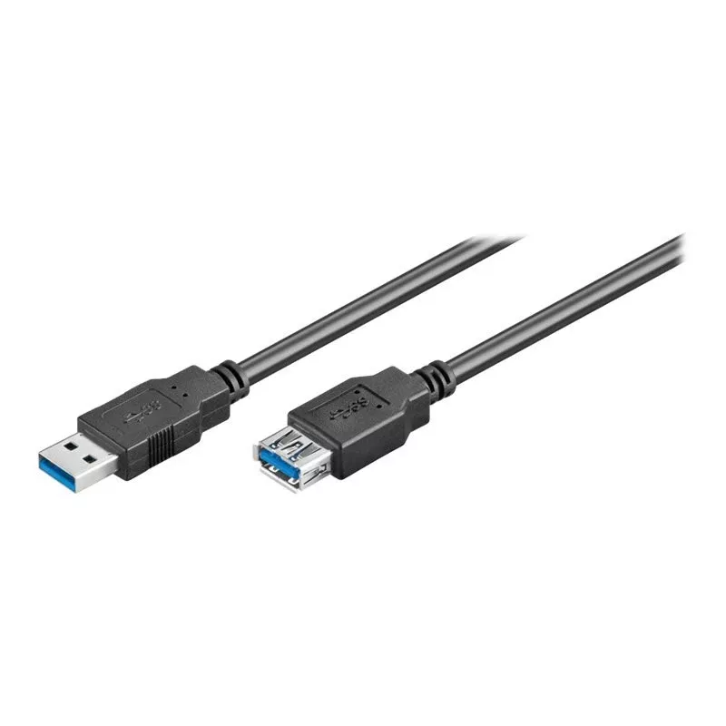 Wentronic Goobay USB 3.0 SuperSpeed predlžovací kábel, čierny, 3 m – USB 3.0 konektor samec (Type-A) > USB 3.0 konektor samica (Type-A) (93999)