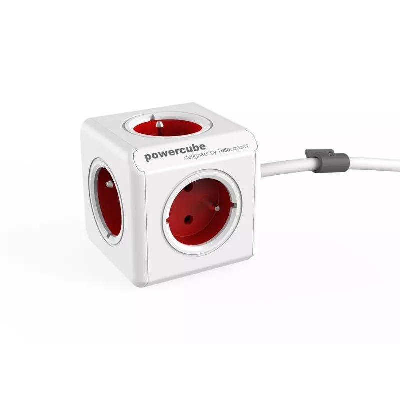 Allocacoc PowerCube Extended - 1,5m - sivá - červená - 220 - 240V (PowerCube Extended 1,5M R)