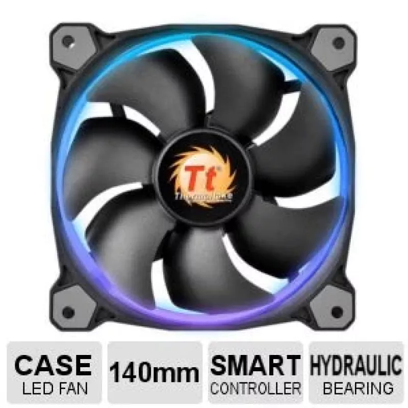Thermaltake Riing 14 LED 256 Color CL-F043-PL14SW-B ventilátory do skrine 140 mm, balenie 3 ks, 600–1400 ot./min., 4-pin
